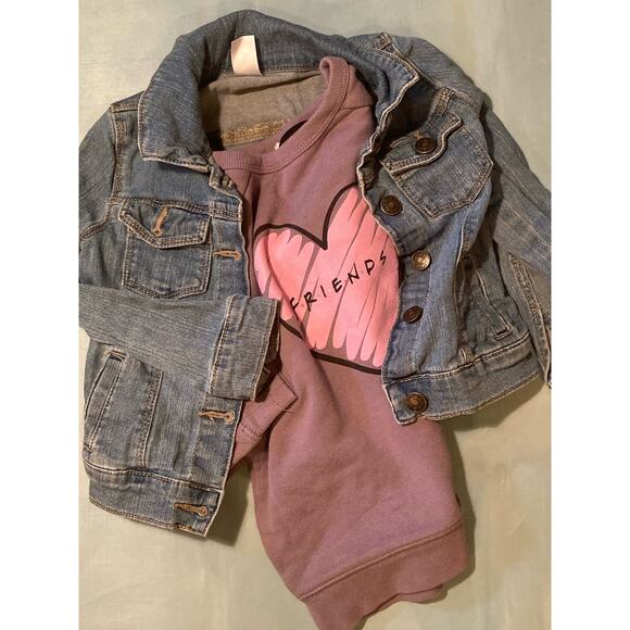 Friends Sweatshirt + Denim Jean Jacket ~ 1990s throwback ~ Size 4 & 5 - Picture 1 of 10